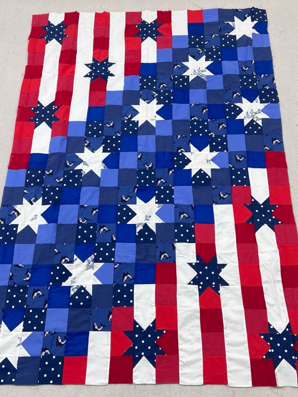 Handmade Liberty Patchwork Quilt Top 50x70”Pieced~BABY/BED/Wall Decor
